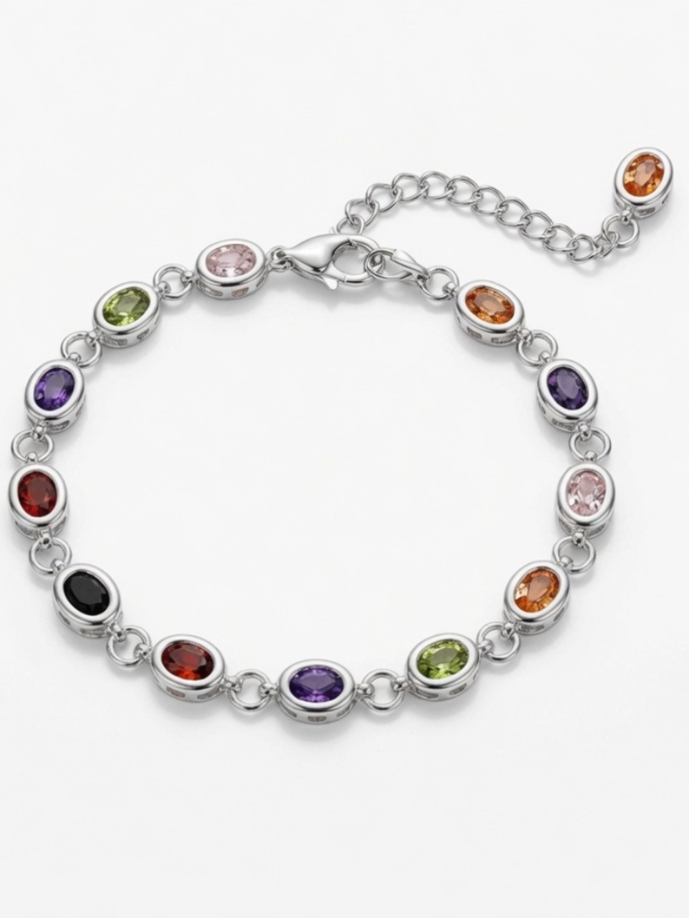 Sterling Silver-Filled Multicolour Crystal Bracelet